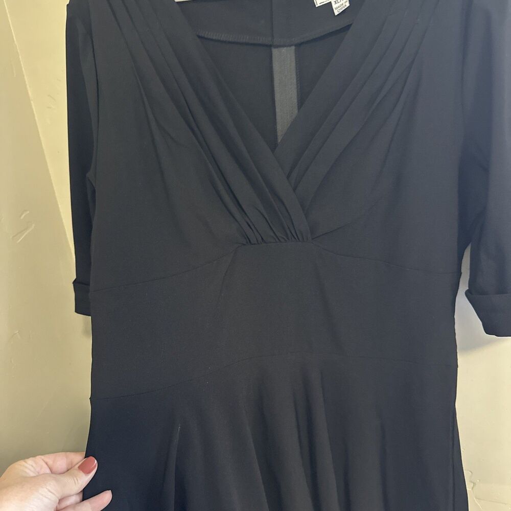 Unique Vintage XL 14 Dolores Swing Black Dress Midi Women’s Stretch - Picture 6 of 14